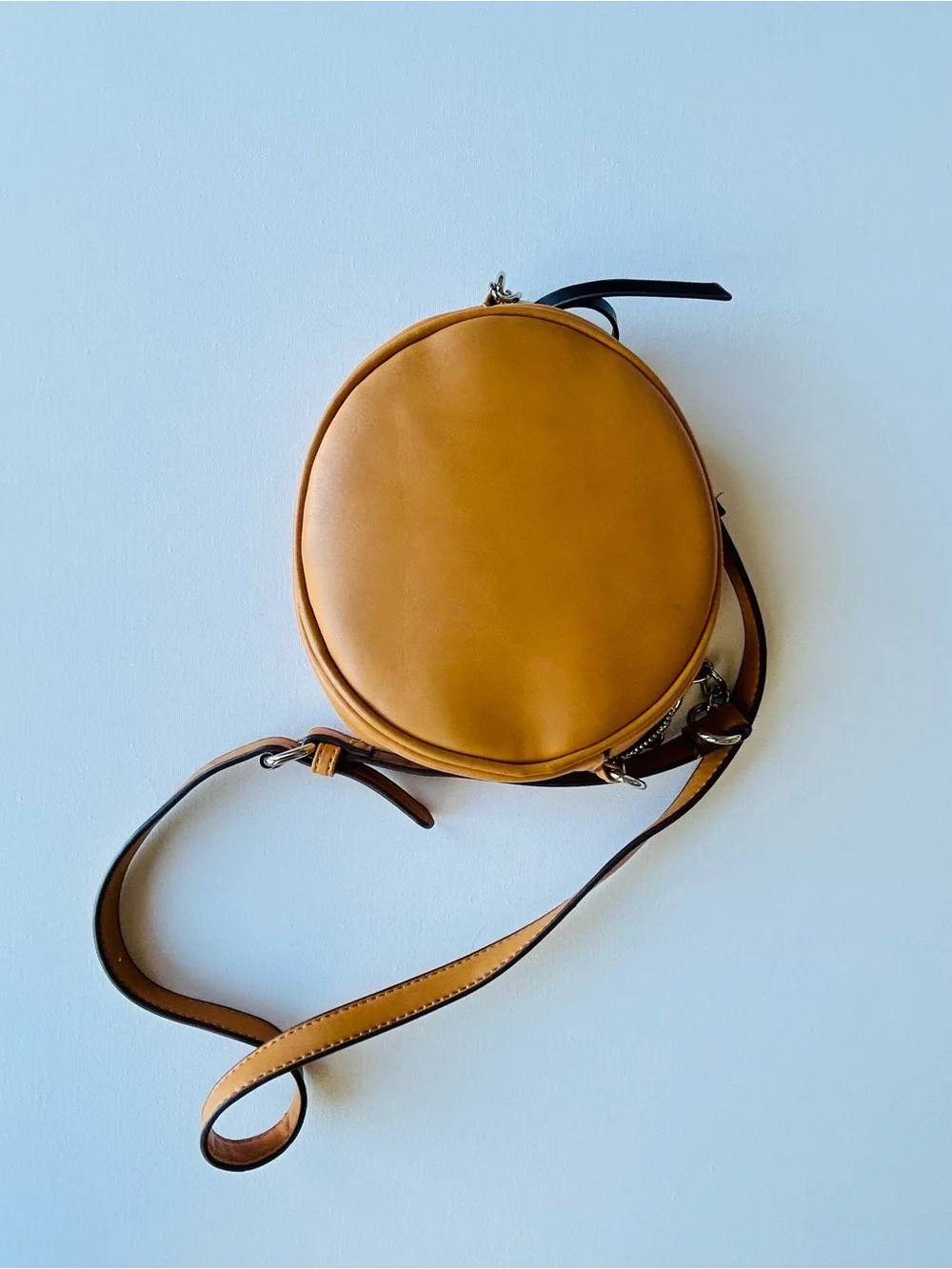 Adrienne Vittadini Round Quilted Crossbody Bag in Tan